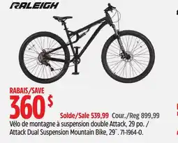 Canadian Tire Raleigh Attack Dual Suspension Mountain Bike, 29˝ offer