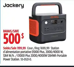 Canadian Tire Jackery E1000 Plus 2000/4000W 1264Wh Portable Power Station offer