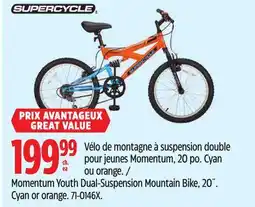 Canadian Tire Momentum Youth Dual-Suspension Mountain Bike, 20˝. Cyan or orange offer
