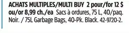 Canadian Tire Simplicite 75L Garbage Bags, 40-Pk. Black offer