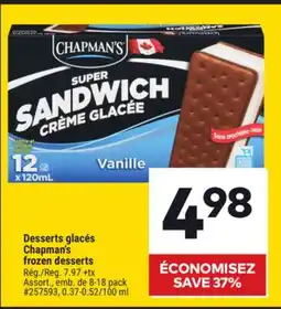 Giant Tiger Chapman's frozen desserts offer