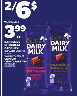 Provigo BARRES DE CHOCOLAT CADBURY, 80-100 G | CADBURY CHOCOLATE BARS offer