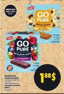 Provigo BARRES GO PURE LECLERC, 140-175 G | LECLERC GO PURE BARS offer