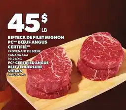 Provigo BIFTECK DE FILET MIGNON PC BŒUF ANGUS CERTIFIÉ | PC CERTIFIED ANGUS BEEF TENDERLOIN STEAKS offer