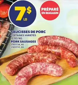 Provigo SAUCISSES DE PORC | PORK SAUSAGES offer