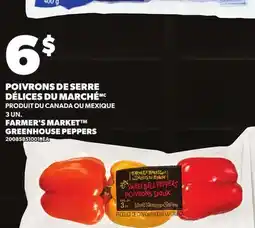 Provigo POIVRONS DE SERRE DÉLICES DU MARCHÉ, 3 UN. | FARMER'S MARKET GREENHOUSE PEPPERS offer