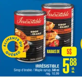 Jean Coutu IRRÉSISTIBLE Maple syrup offer
