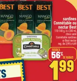 Marché Adonis Sardines Connétable ou nectar Best | Connétable sardines or Best nectar offer