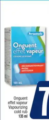 Jean Coutu PERSONNELLE Vapourizing cold rub offer
