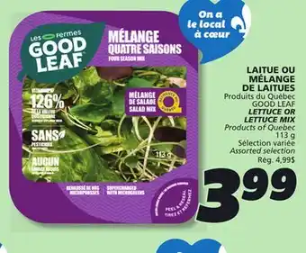 IGA GOOD LEAF LETTUCE OR LETTUCE MIX offer