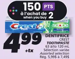 IGA CREST TOOTHPASTE offer
