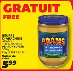 IGA ADAMS 100 % NATUREL PEANUT BUTTER offer