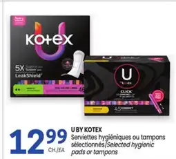 Uniprix U BY KOTEX Serviettes hygiéniques ou tampons sélectionnés/Selected hygienic pads or tampons offer