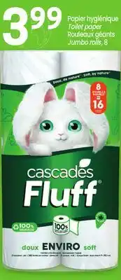 Uniprix CASCADES FLUFF Papier hygiénique /Toilet paper Rouleaux géants Jumbo rolls offer