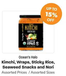 Blush Lane Organics Ocean's Halo Kimchi, Wraps, Sticky Rice, Seaweed Snacks and Nori offer