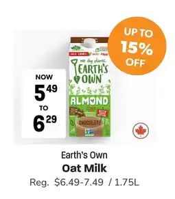 Blush Lane Organics Earth's own oat milk offer