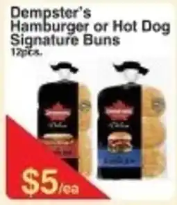 Fresh Market Foods Dempster's Hamburger or Hot Dog Signature Buns offer