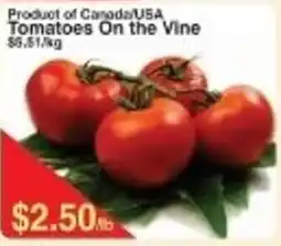 Fresh Market Foods Tomatoes on the vine offer