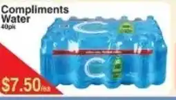 Fresh Market Foods Compliments Water offer