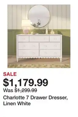 Wayfair Charlotte 7 Drawer Dresser, Linen White offer