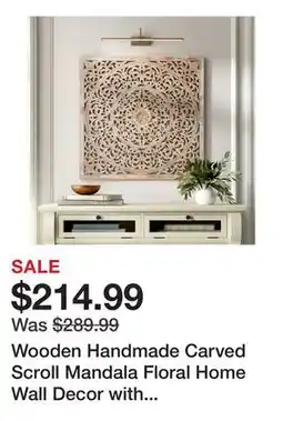 Wayfair Wooden Handmade Carved Scroll Mandala Floral Home Wall Decor with Brown Distressing offer