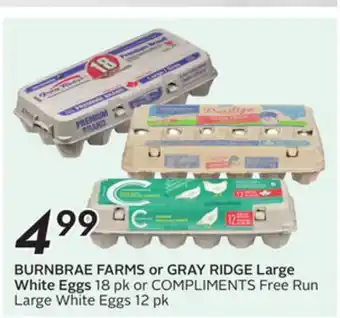 Sobeys BURNBRAE FARMS or GRAY RIDGE Large White Eggs offer