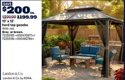 RONA Landon & Co. 10' × 12' hard top gazebo, Grey, or brown offer