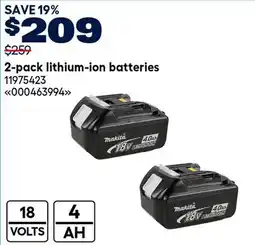 RONA Makita 2-pack lithium-ion batteries offer