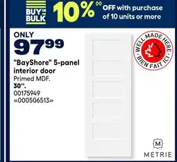 RONA BayShore 5-panel interior door offer