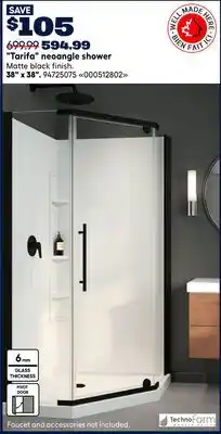 RONA Tarifa neoangle shower Matte black finish. 38 x 38 offer