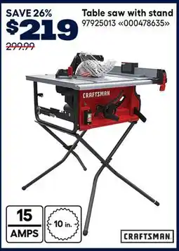 RONA Craftsman Table saw with stand offer
