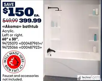 RONA Akoma bathtub offer