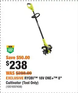 Home Depot EXCLUSIVE RYOBI 18V ONE+ 8 Cultivator (Tool Only) offer