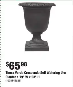 Home Depot Tierra Verde Crescendo Self Watering Urn Planter • 19 W x 23 H offer