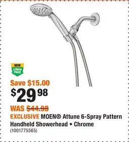 Home Depot EXCLUSIVE MOEN Attune 6-Spray Pattern Handheld Showerhead • Chrome offer