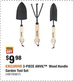 Home Depot EXCLUSIVE 3-PIECE ANVIL Wood Handle Garden Tool Set offer