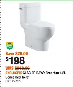 Home Depot EXCLUSIVE GLACIER BAY Branston 4.8L Concealed Toilet offer
