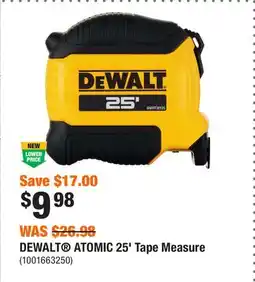 Home Depot DEWALT ATOMIC 25' Tape Measure offer