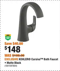 Home Depot EXCLUSIVE KOHLER Cursiva Bath Faucet • Matte Black offer