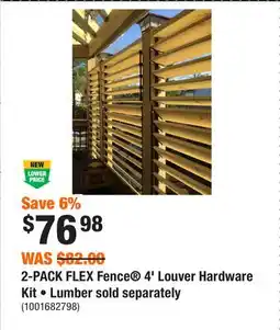 Home Depot 2-PACK FLEX Fence 4' Louver Hardware Kit • Lumber sold separately offer