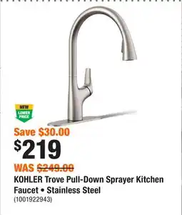 Home Depot KOHLER Trove Pull-Down Sprayer Kitchen Faucet • Stainless Steel offer