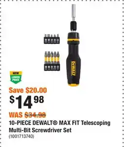 Home Depot 10-PIECE DEWALT MAX FIT Telescoping Multi-Bit Screwdriver Set offer