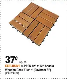 Home Depot EXCLUSIVE 9-PACK 12 x 12 Acacia Wooden Deck Tiles • (Covers 9 SF) offer