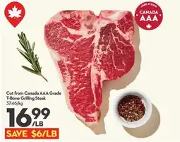 Longo's Cut from Canada AAA Grade T-Bone Grilling Steak offer