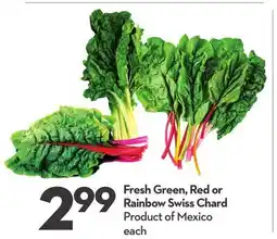 Longo's Fresh Green, Red or Rainbow Swiss Chard offer