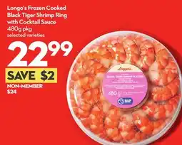 Longo's Frozen Cooked Black Tiger Shrimp Ring with Cocktail Sauce offer
