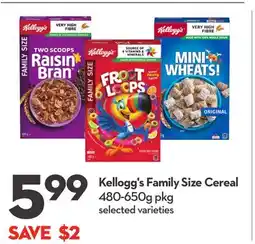 Longo's Kellogg's Family Size Cereal offer