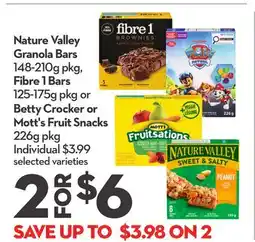 Longo's Granola Bars 148-210g pkg, Bars 125-175g pkg or Fruit Snacks 226g pkg offer