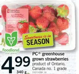 Fortinos PC GREENHOUSE GROWN STRAWBERRIES offer