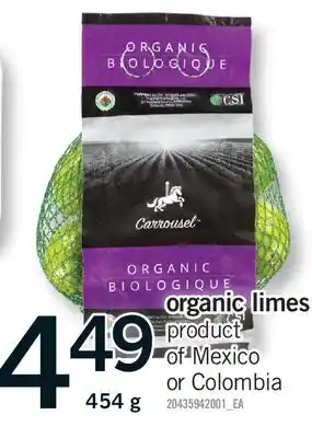 Fortinos ORGANIC LIMES offer